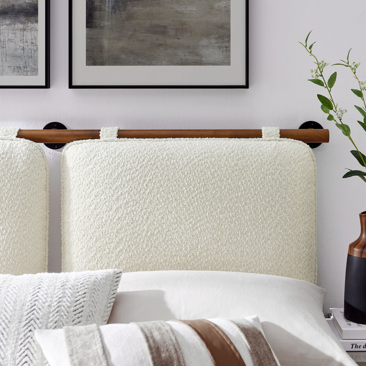 Counting Sheep King Headboard, Cream & Walnut