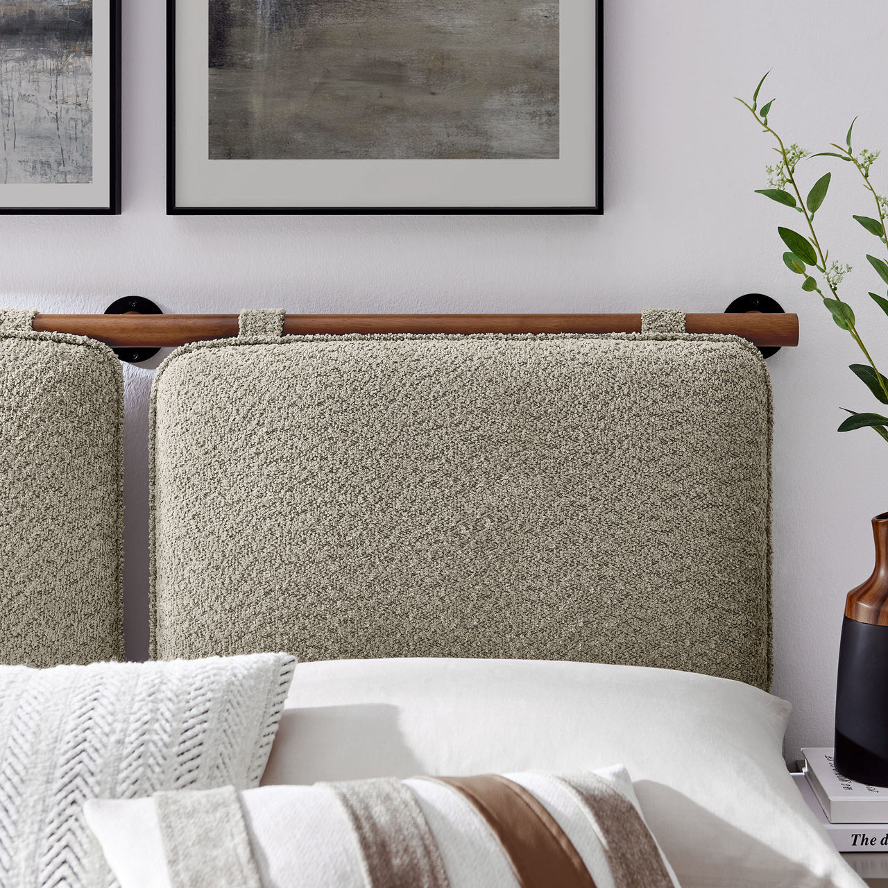 Counting Sheep King Headboard, Oatmeal & Walnut