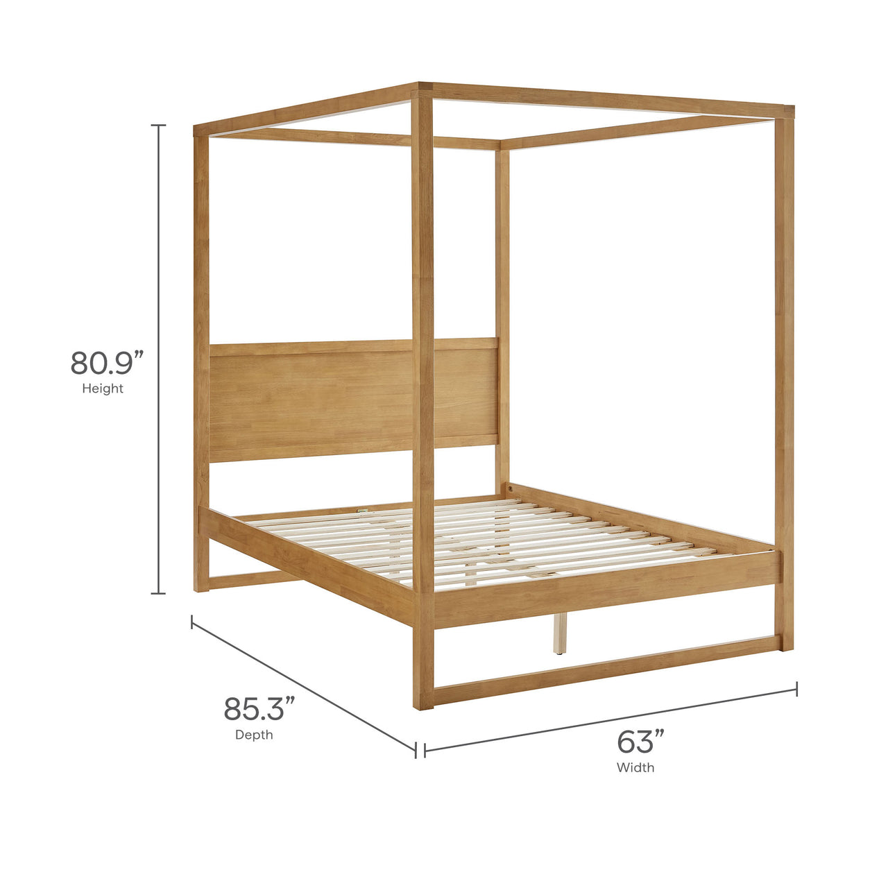 Encase Queen Canopy Platform Bed, Oak