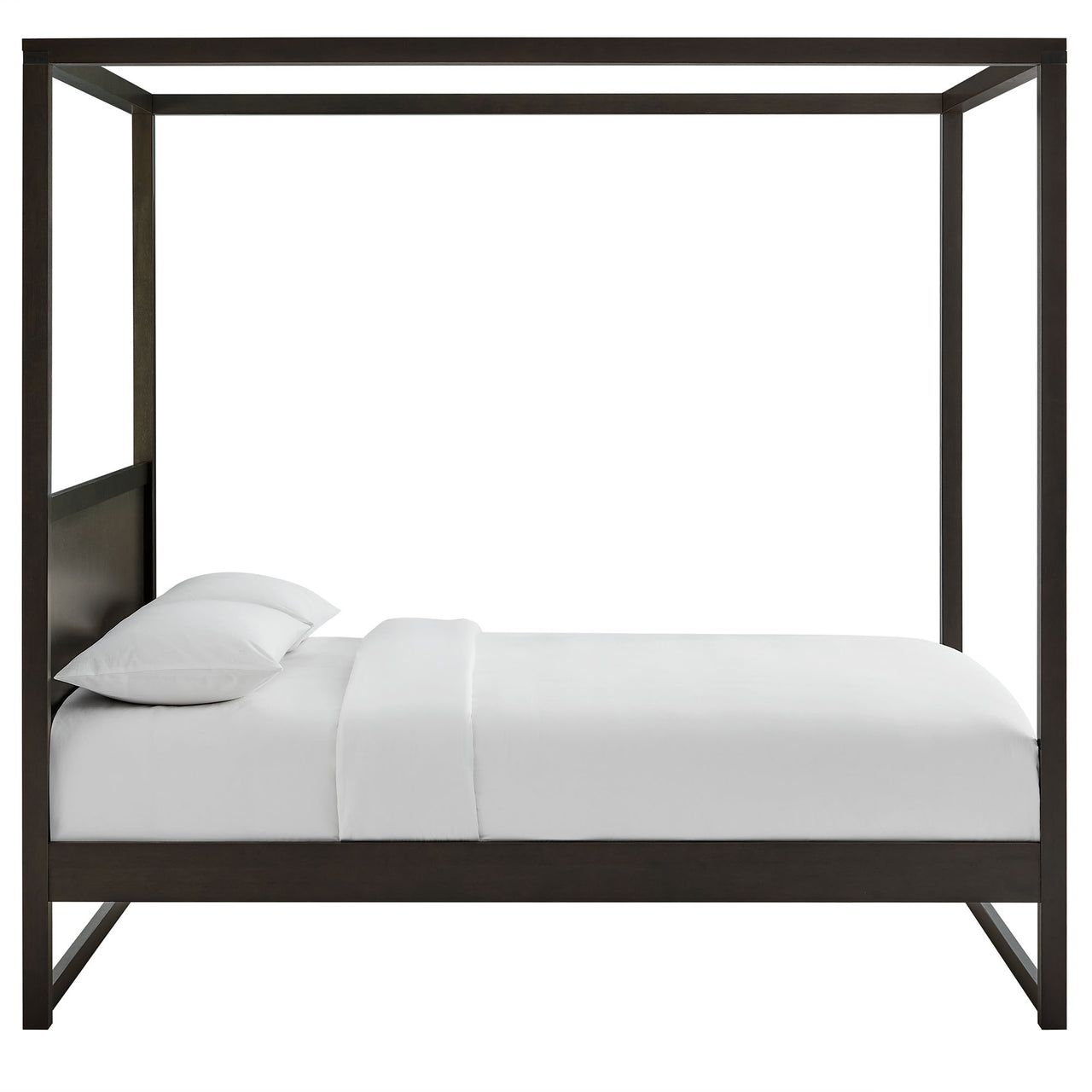 Encase Queen Canopy Platform Bed, Smoked Oak