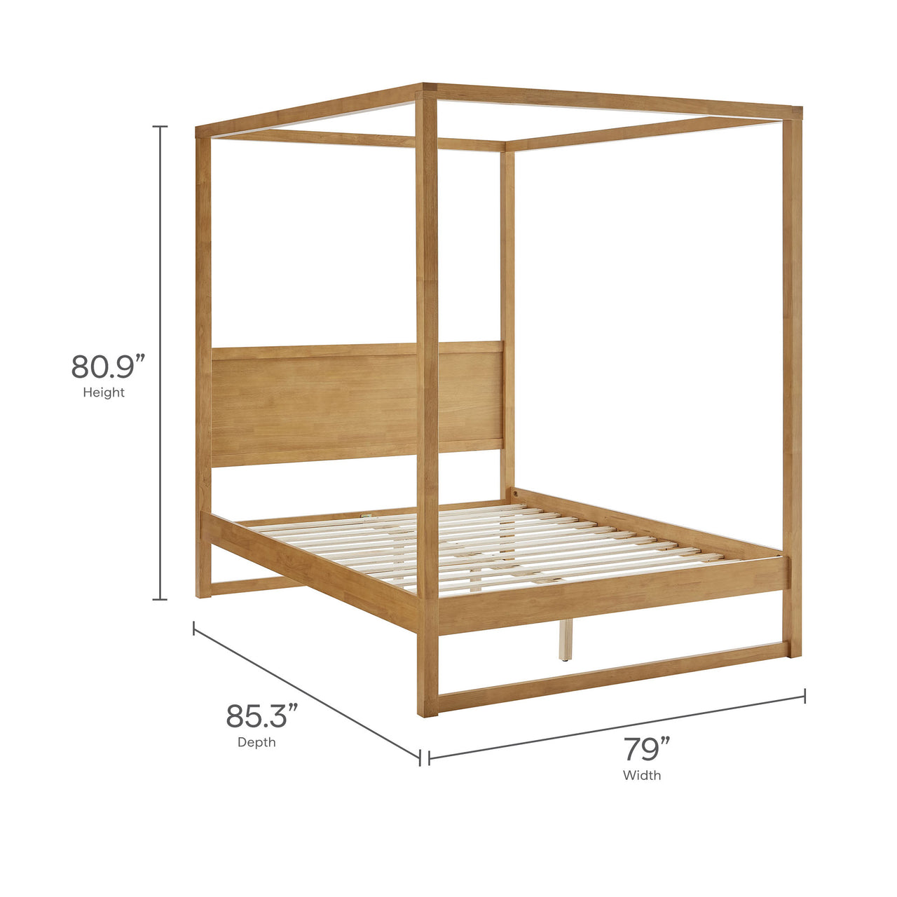 Encase King Canopy Platform Bed, Oak