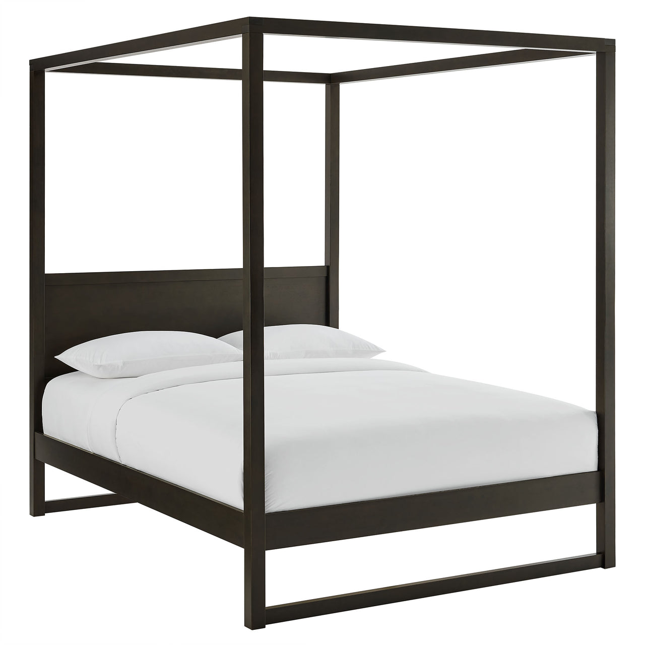 Encase King Canopy Platform Bed, Smoked Oak