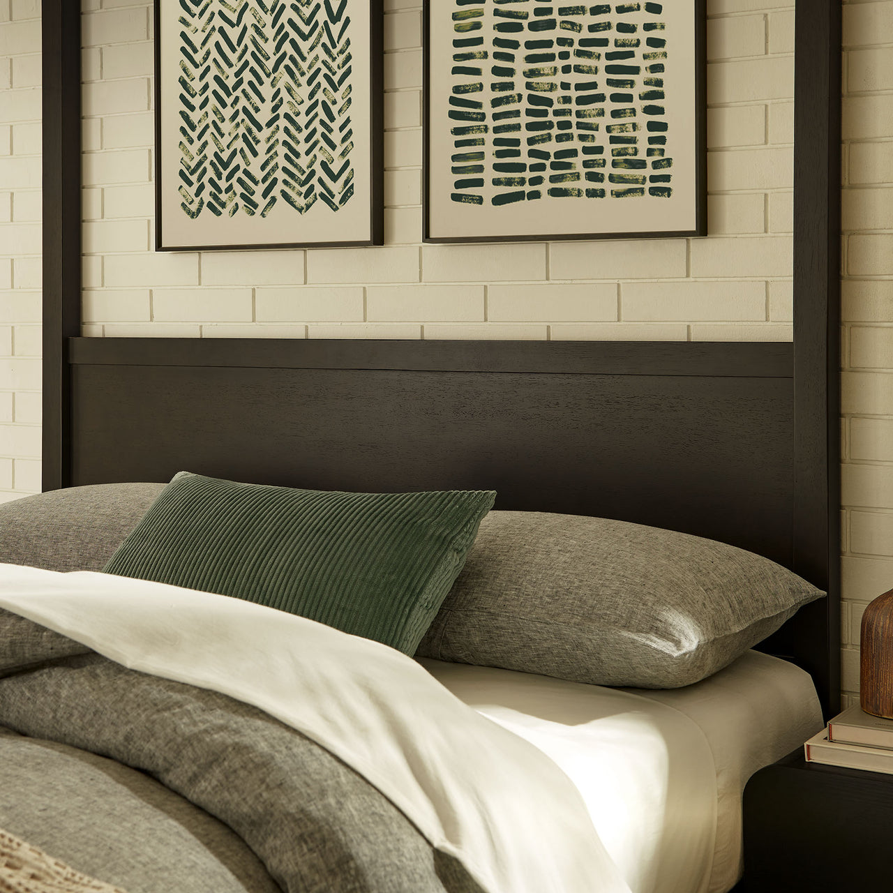 Encase King Canopy Platform Bed, Smoked Oak