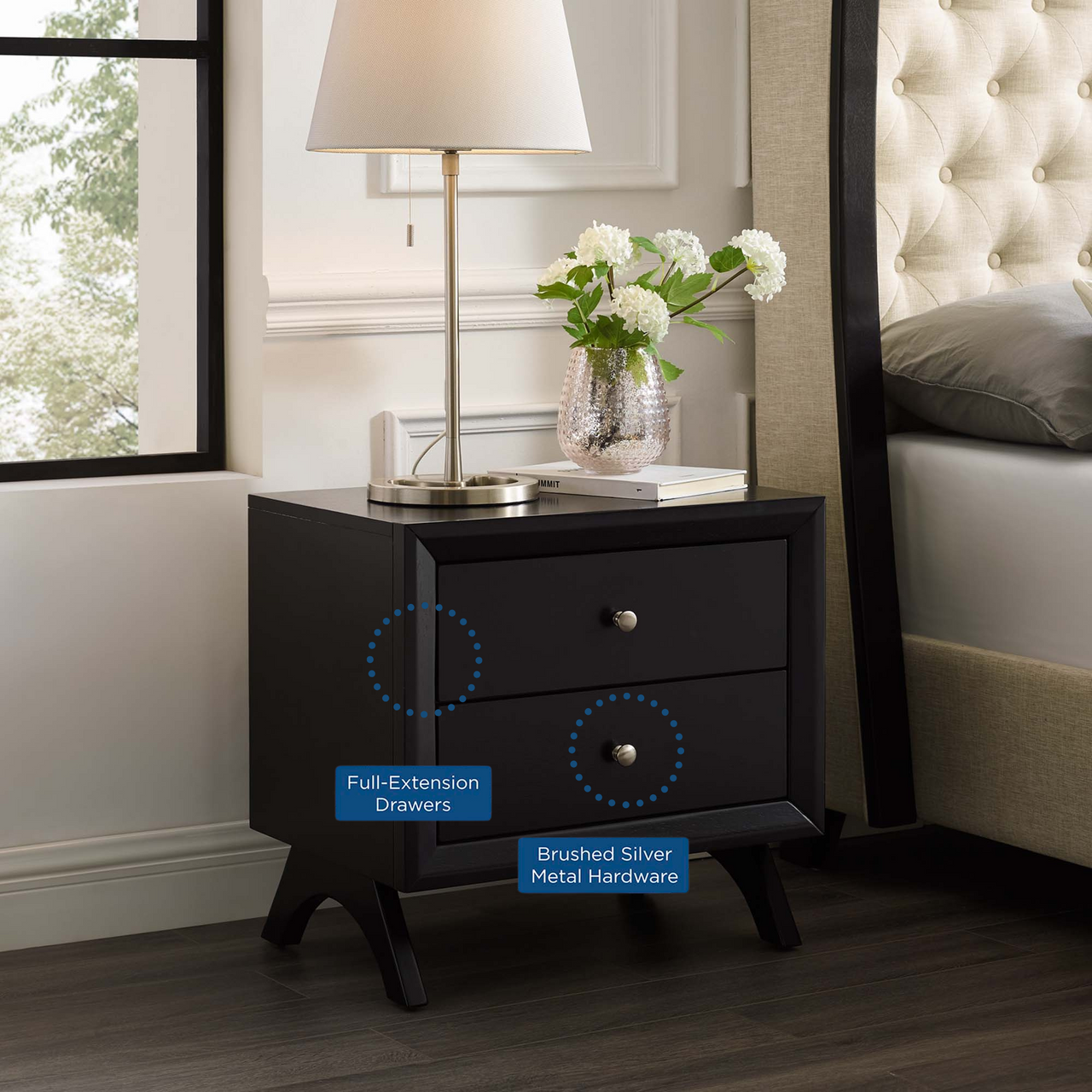 Novarra Nightstand | End Table, Espresso
