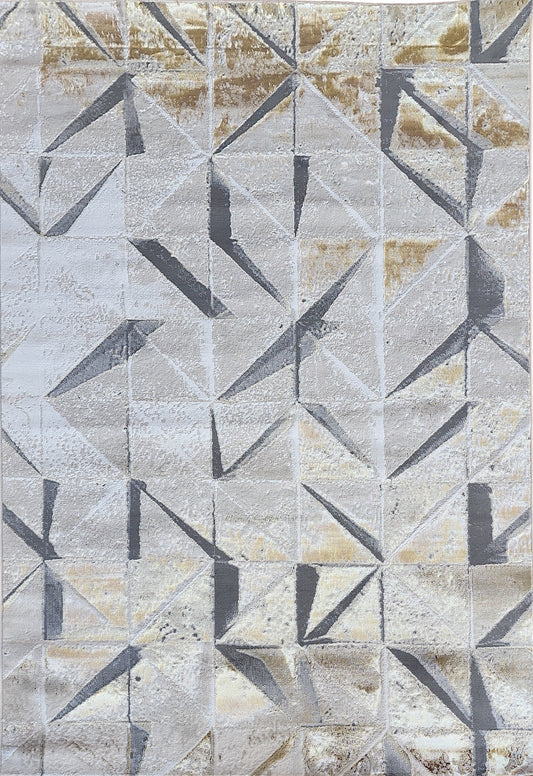 Maximus Origami Indoor | Outdoor Area Rug, Gold & Platinum