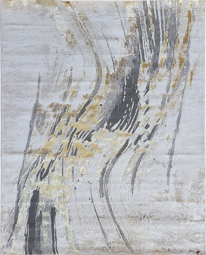 Maximus Time Rift Indoor | Outdoor Area Rug, Gold & Platinum