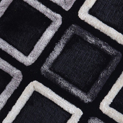 3D Oblique Grid Shag Area Rug, Gray