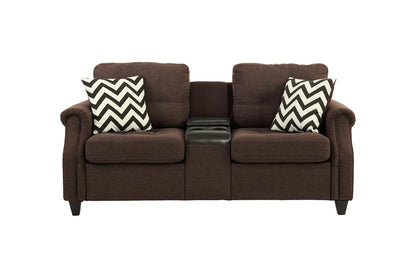 Hillary 2-Piece Sofa and Loveseat Set w/ USB Console, Chocolate Linenette