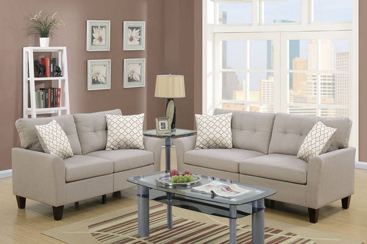 Noah 2-Piece Sofa and Loveseat Set, Beige Linenette