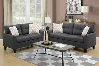 Noah 2-Piece Sofa and Loveseat Set, Charcoal Linenette