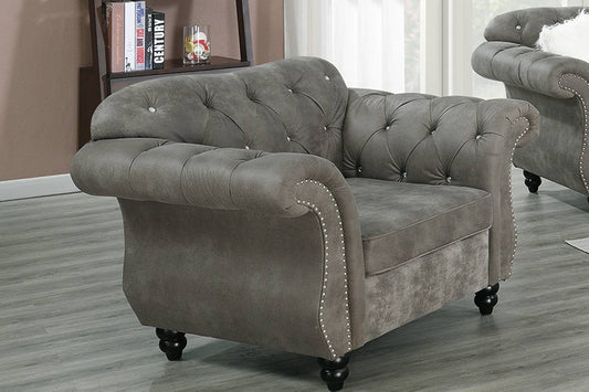 Crystal Accent Chair, Weathered Gray Leatherette