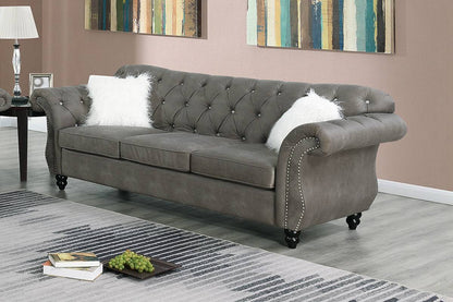 Crystal 3-Piece Sofa, Loveseat and Accent Chair Set, Weathered Gray Leatherette
