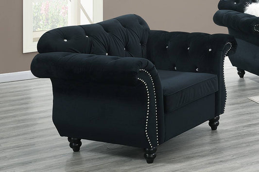 Crystal Accent Chair, Black Velvet