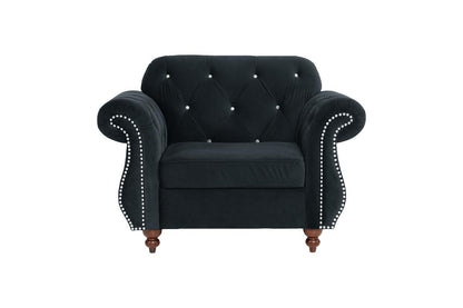 Crystal Accent Chair, Black Velvet