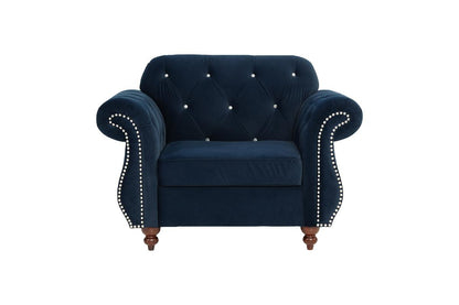 Crystal Accent Chair, Indigo Velvet
