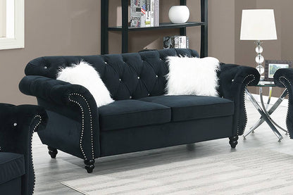 Crystal Loveseat, Black Velvet