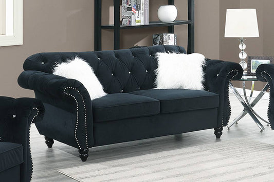 Crystal Loveseat, Black Velvet
