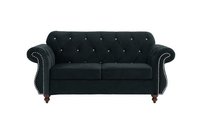 Crystal Loveseat, Black Velvet
