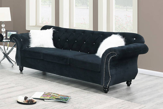 Crystal Sofa, Black Velvet