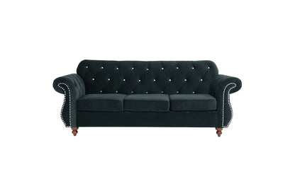 Crystal Sofa, Black Velvet