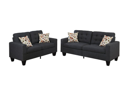 Megan 2-Piece Sofa and Loveseat Set, Ebony Linenette