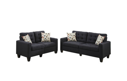 Megan 2-Piece Sofa and Loveseat Set, Black Linenette