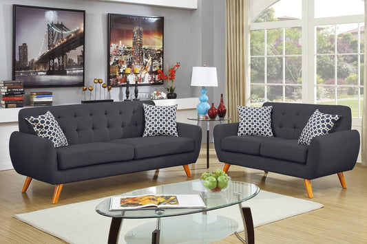 Chelsea 2-Piece Sofa and Loveseat Set, Charcoal Linenette