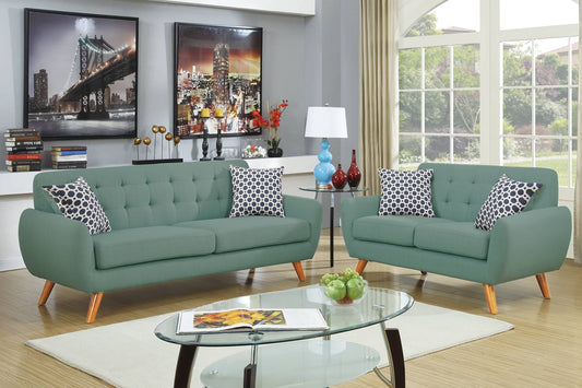 Chelsea 2-Piece Sofa and Loveseat Set, Sage Linenette