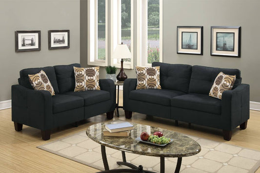 Thomas 2-Piece Sofa and Loveseat Set, Black Linenette
