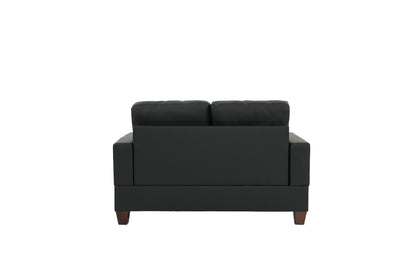 Chester 2-Piece Sofa and Loveseat Set, Black Faux Leather