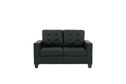 Chester 2-Piece Sofa and Loveseat Set, Black Faux Leather
