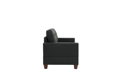 Chester 2-Piece Sofa and Loveseat Set, Black Faux Leather