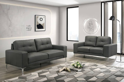 Lex 2-Piece Sofa and Loveseat Set, Anthracite Leather