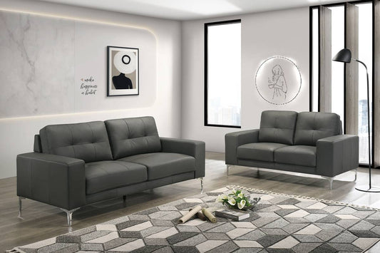 Lex 2-Piece Sofa and Loveseat Set, Anthracite Leather