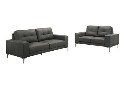Lex 2-Piece Sofa and Loveseat Set, Anthracite Leather