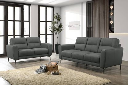 Vivienne 2-Piece Sofa and Loveseat Set, Anthracite Leather