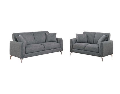 Josie 2-Piece Sofa and Loveseat Set, Dark Gray Fabric