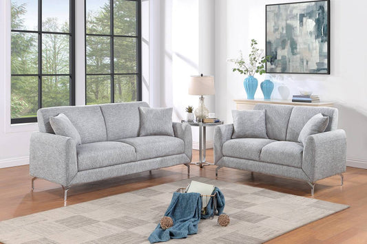 Josie 2-Piece Sofa and Loveseat Set, Ash Fabric