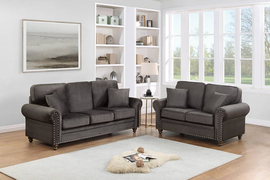 Heather 2-Piece Sofa and Loveseat Set, Coffee Velvet