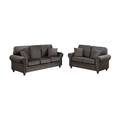 Heather 2-Piece Sofa and Loveseat Set, Coffee Velvet