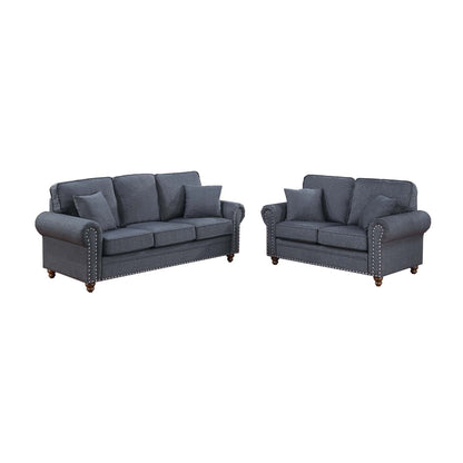 Heather 2-Piece Sofa and Loveseat Set, Slate Fabric