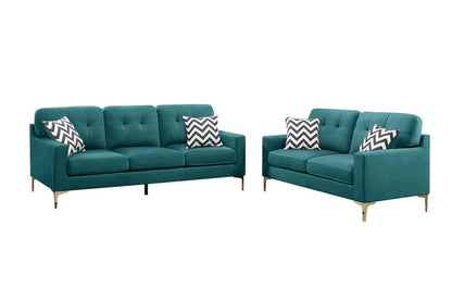 Roosevelt 2-Piece Sofa and Loveseat Set, Teal Velvet