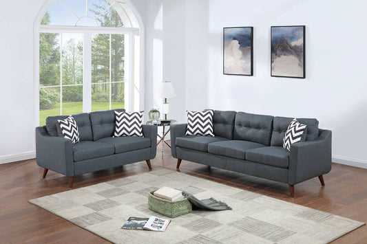 Leticia 2-Piece Sofa and Loveseat Set, Slate Linenette
