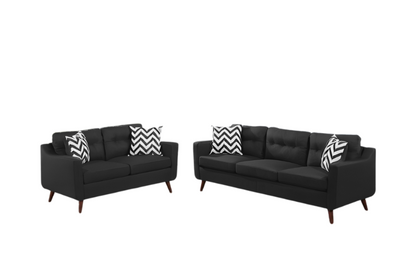 Leticia 2-Piece Sofa and Loveseat Set, Black Linenette