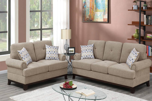Oliver 2-Piece Sofa and Loveseat Set, Oat Chenille