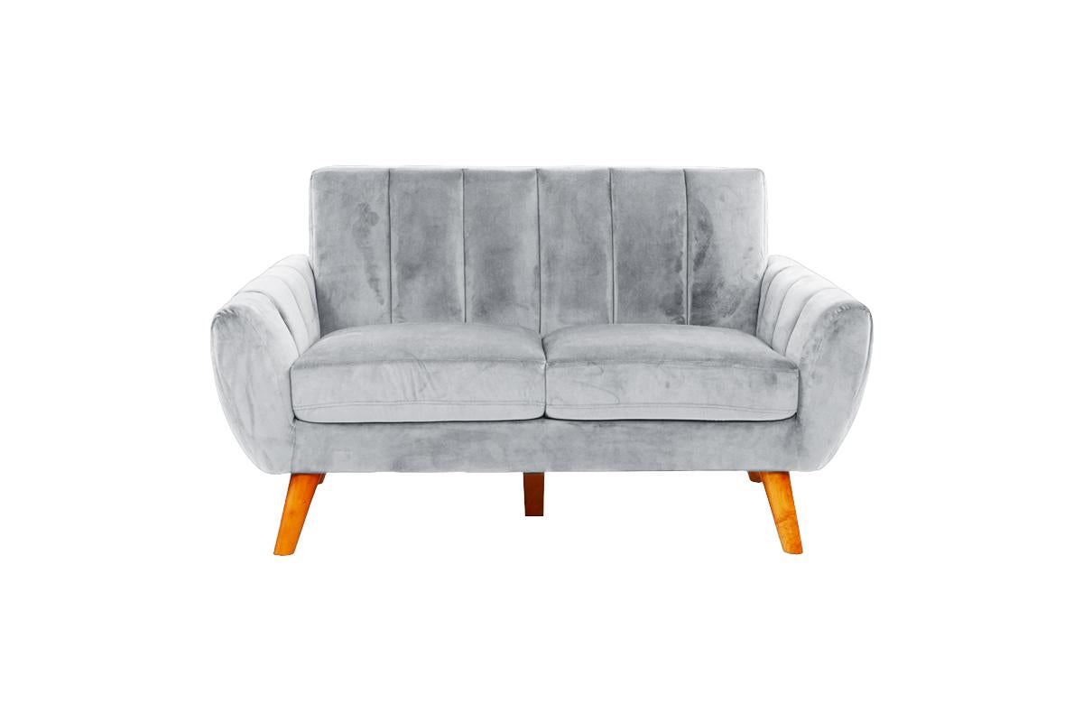 Kenneth 2-Piece Sofa and Loveseat Set, Silver Velvet