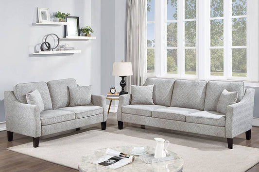 Cole 2-Piece Sofa and Loveseat Set, Ash Chenille
