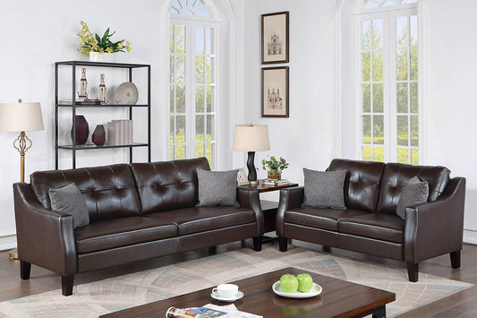 Blake 2-Piece Sofa and Loveseat Set, Chocolate Leatherette