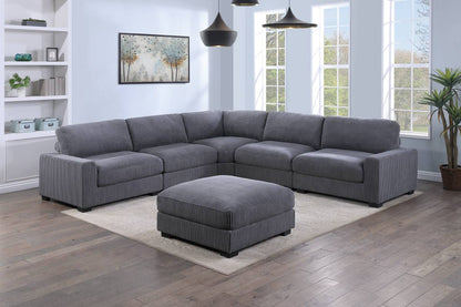 Winston 6-Piece Corner Modular Sectional w/ Ottoman, Dark Gray Corduroy
