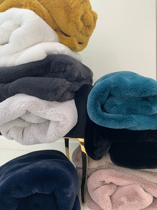 Luxury Faux Chinchilla Fur Throw Blanket, Assorted Colors